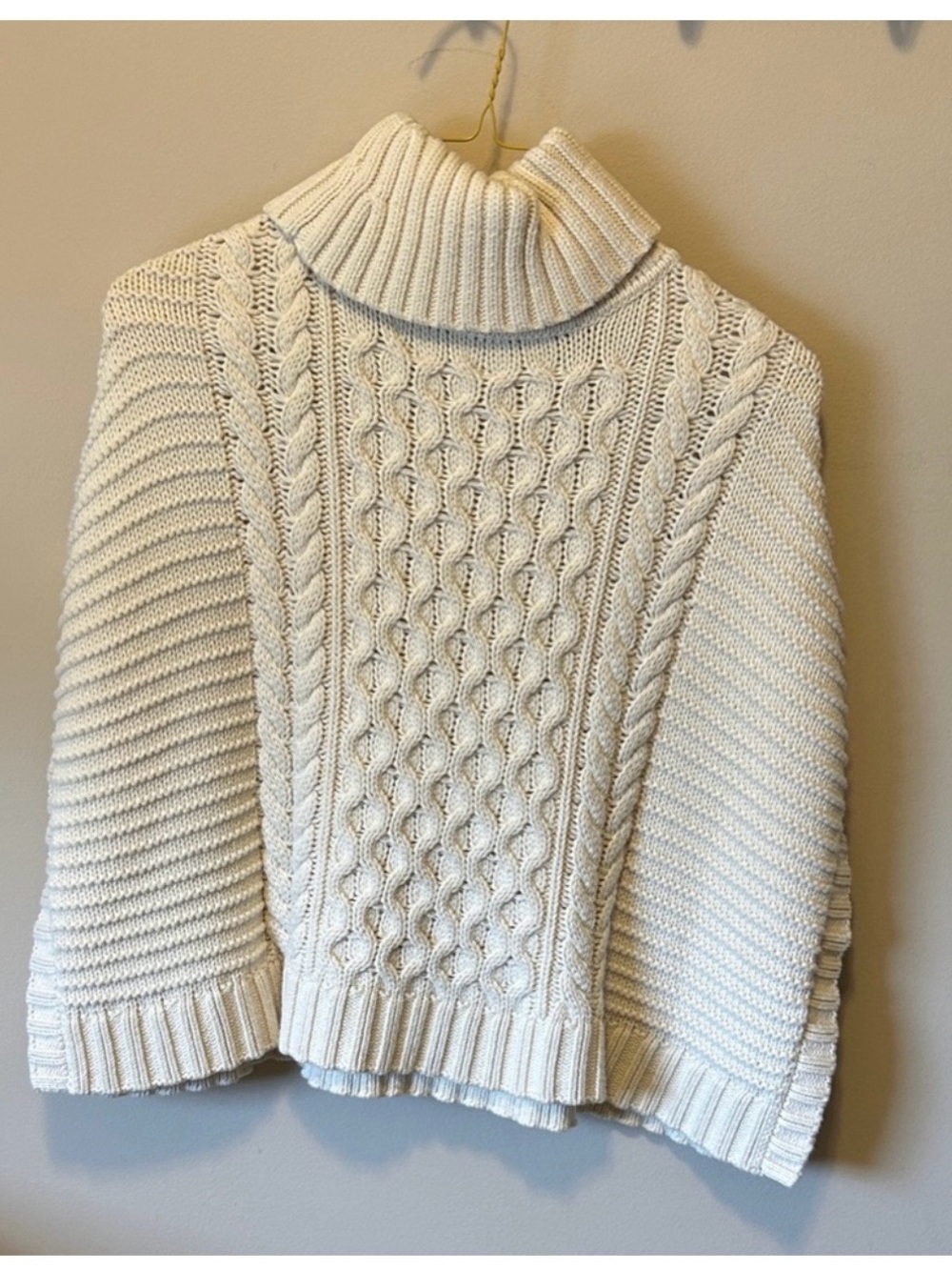 Girls Cream Cable-Knit Turtleneck Sweater